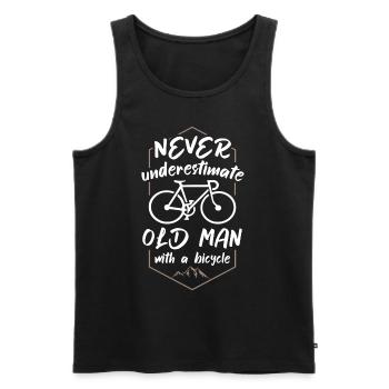Never Underestimate Old Man with a Bicycle - Männer Premium Bio Tank Top - Schwarz - Vorne - AI Model Male 178 light (178cm)