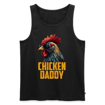 Poulet Papa Poulets Fête des pères Volaille Éleveur Coq - Débardeur bio Premium Homme - noir - Devant - Michal (187cm)