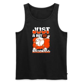 Just A Boy Who Loves Baseball - Männer Premium Bio Tank Top - Schwarz - Vorne - Michal (187cm)