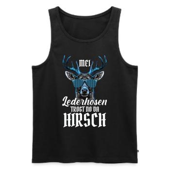 Mei Lederhosn is in da Wäsch Lederhosen Ersatz - Men's Premium Organic Tank Top - black - Front - Michal (187cm)