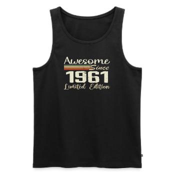 Anniversaire 63 Ans Millésime 1961 Cadeau 1961 - Débardeur bio Premium Homme - noir - Devant - Michal (187cm)