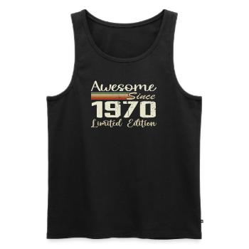 Anniversaire 54 Ans Millésime 1970 Cadeau 1970 - Débardeur bio Premium Homme - noir - Devant - Michal (187cm)