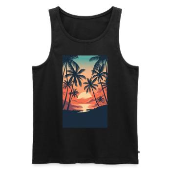beach palmier mer - Débardeur bio Premium Homme - noir - Devant - AI Model Male 178 light (178cm)