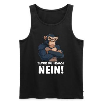 Chimpanzee Monkey Primate Before You Ask No - Men's Premium Organic Tank Top - black - Front - Michal (187cm)