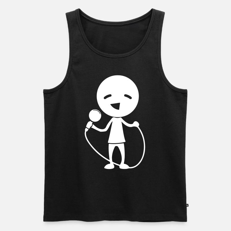 Sänger mit Mikrofon - Männer Premium Bio Tank Top - Schwarz