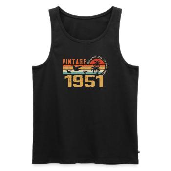 Vintage 1951 Jubiläumsgeschenk - Jahrgang 1951 - Männer Premium Bio Tank Top - Schwarz - Vorne - Michal (187cm)