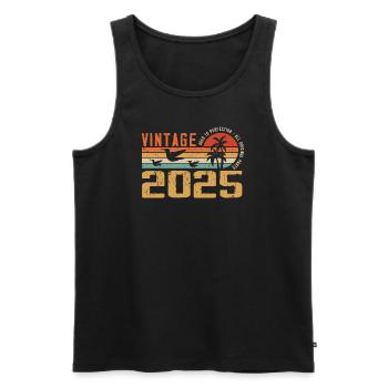 Vintage 2025 Cadeau Anniversaire - Millésime 2025 - Débardeur bio Premium Homme - noir - Devant - AI Model Male 178 light (178cm)