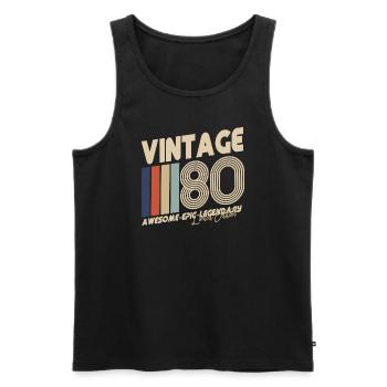 1980 - Men's Premium Organic Tank Top - black - Front - Michal (187cm)