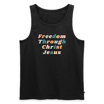 La liberté par le Christ Jésus Chrétien coloré - Débardeur bio Premium Homme - noir - Devant - Michal (187cm)