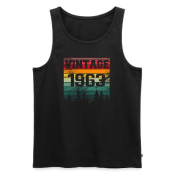 1963 Vintage Geburtstagsgeschenk 1963 Retro - Männer Premium Bio Tank Top - Schwarz - Vorne - Michal (187cm)