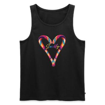 sweety,love is love ,heart, candy cane, candy - Men's Premium Organic Tank Top - black - Front - AI Model Male 178 light (178cm)