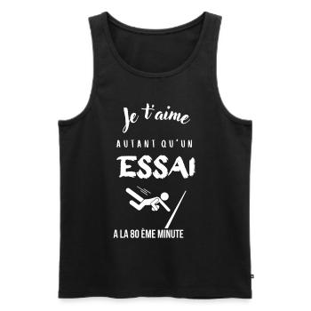 Je t'aime autant qu'un essai a la 80eme cadeau - Débardeur bio Premium Homme - noir - Devant - Michal (187cm)