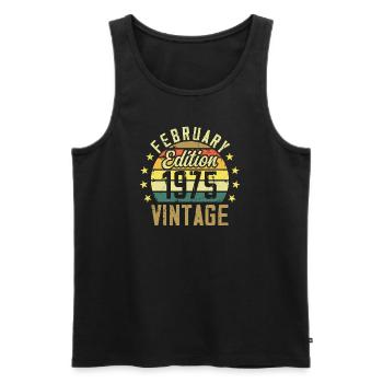 49th Birthday - February 1975 - 49th Birthday Gift - Men's Premium Organic Tank Top - black - Front - AI Model Male 178 light (178cm)