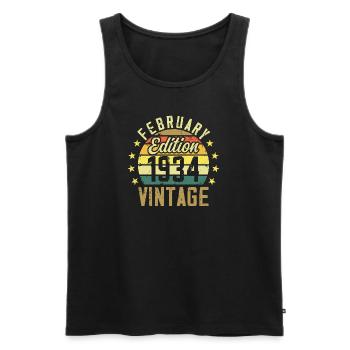 90th Birthday - Gift February 1934 - 90th - Men's Premium Organic Tank Top - black - Front - AI Model Male 178 light (178cm)