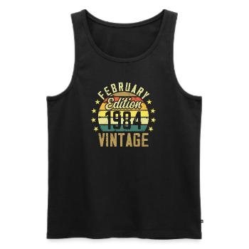 40th Anniversary - February 1984 - 40th Anniversary Gift - Men's Premium Organic Tank Top - black - Front - AI Model Male 178 light (178cm)