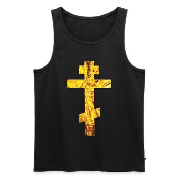 Orthodoxe russe Croix d'Or / Croix-russe - Débardeur bio Premium Homme - noir - Devant - Michal (187cm)