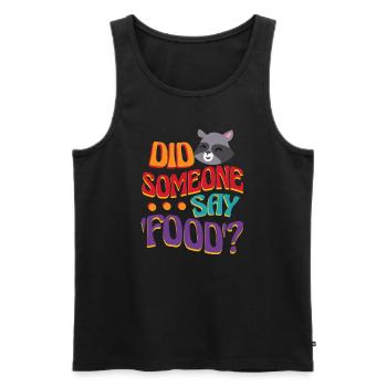 Citation ironique de Someone Say Food - Débardeur bio Premium Homme - noir - Devant - Michal (187cm)