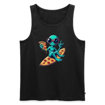 Alien außerirdischer surfer surfen pizza - Männer Premium Bio Tank Top - Schwarz - Vorne - Michal (187cm)