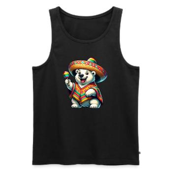 Ours polaire du Cinco de Mayo : ambiance festive - Débardeur bio Premium Homme - noir - Devant - AI Model Male 178 light (178cm)