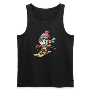 Monkey Chimpanzee Skier Winter Vacation Design - Men's Premium Organic Tank Top - black - Front - AI Model Male 178 light (178cm)