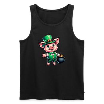 Doux cochon de la Saint-Patrick - Débardeur bio Premium Homme - noir - Devant - Michal (187cm)