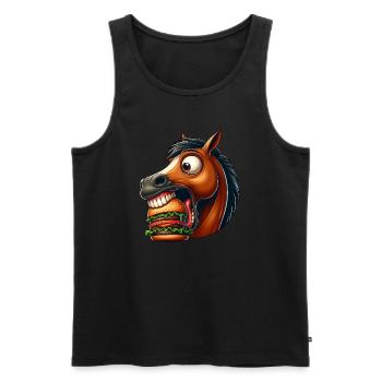 Horse Burger Hamburger Fan de restauration rapide - Débardeur bio Premium Homme - noir - Devant - Michal (187cm)