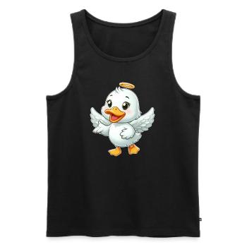 Cute Duck Angel Wings Halo Cartoon - Men's Premium Organic Tank Top - black - Front - AI Model Male 178 light (178cm)