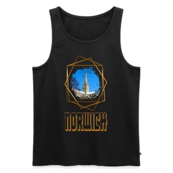 Norwich Angleterre UK City Skyline Love Gold - Débardeur bio Premium Homme - noir - Devant - AI Model Male 178 light (178cm)