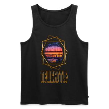 Newcastle Angleterre UK City Skyline Love Gold - Débardeur bio Premium Homme - noir - Devant - AI Model Male 178 light (178cm)