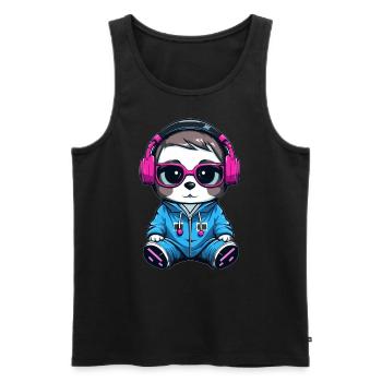 Party Lover Festival Cute Rave Bear - Men's Premium Organic Tank Top - black - Front - AI Model Male 178 light (178cm)