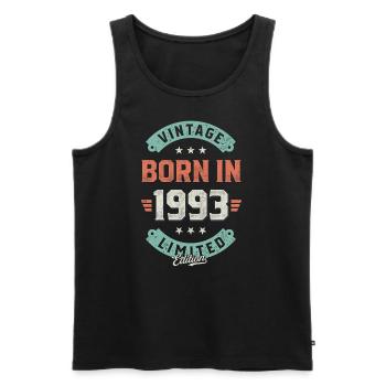 Vintage born in 1993 - Männer Premium Bio Tank Top - Schwarz - Vorne - AI Model Male 178 light (178cm)