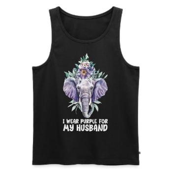 I Wear Purple For My Husband, Alzheimers Awareness - Débardeur bio Premium Homme - noir - Devant - AI Model Male 178 light (178cm)