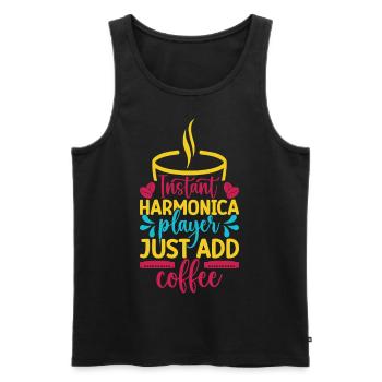 Funny Harmonica Player Instant Just Coffee - Men's Premium Organic Tank Top - black - Front - Michal (187cm)
