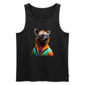 Hyena with Sunglasses Colorful Cool Hyenas Africa - Men's Premium Organic Tank Top - black - Front - Michal (187cm)