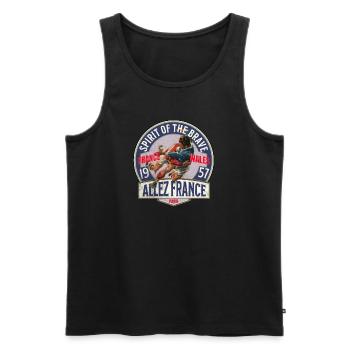 Rugby Frankreich Wales 1957 - Männer Premium Bio Tank Top - Schwarz - Vorne - Michal (187cm)