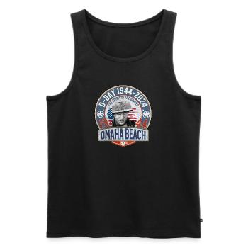 Omaha Beach D DAY 1944 2024 - Men's Premium Organic Tank Top - black - Front - AI Model Male 178 light (178cm)