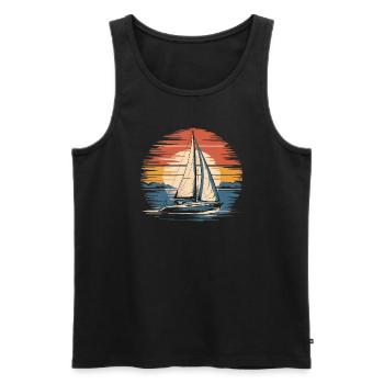 Retro Sailboat Vintage Sailing Skipper Sailor - Men's Premium Organic Tank Top - black - Front - AI Model Male 178 light (178cm)
