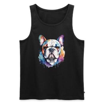 French Bulldog Cool Cool Colorful - Men's Premium Organic Tank Top - black - Front - AI Model Male 178 light (178cm)