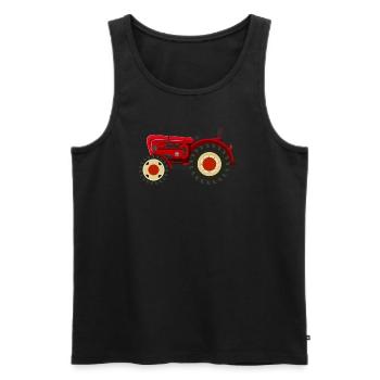 Retro Oldtimer-Traktor rot - Männer Premium Bio Tank Top - Schwarz - Vorne - AI Model Male 178 light (178cm)