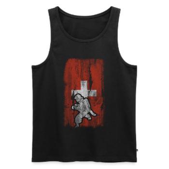 Swiss flag and fire bridges - - Men's Premium Organic Tank Top - black - Front - AI Model Male 178 light (178cm)