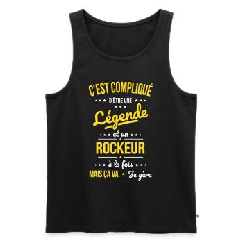 Compliqué d'être une légende et un rockeur - Débardeur bio Premium Homme - noir - Devant - Michal (187cm)