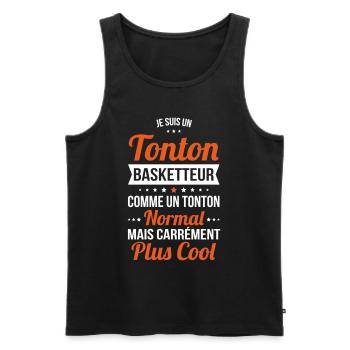 Tonton basketteur comme un tonton normal plus cool - Débardeur bio Premium Homme - noir - Devant - Michal (187cm)