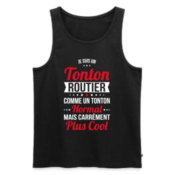 Tonton routier comme un tonton normal plus cool - Débardeur bio Premium Homme - noir - Devant - Michal (187cm)