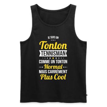 Tonton tennisman comme un tonton normal plus cool - Débardeur bio Premium Homme - noir - Devant - Michal (187cm)