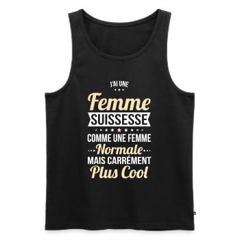 J'ai une femme Suissesse plus cool - Débardeur bio Premium Homme - noir - Devant - Michal (187cm)