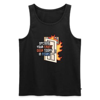 Texas Wetter Sommerhitze Design für stolze Texaner - Männer Premium Bio Tank Top - Schwarz - Vorne - Michal (187cm)