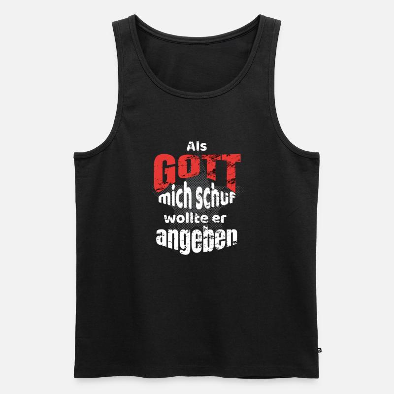 Als Gott mich schuf - Männer Premium Bio Tank Top - Schwarz