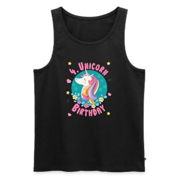 Unicorn 4th birthday 4 years - Unicorn birthday - Men's Premium Organic Tank Top - black - Front - Michal (187cm)