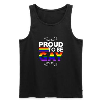 Fier d'être gay - Débardeur bio Premium Homme - noir - Devant - Michal (187cm)