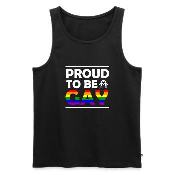 Fier d'être gay - Débardeur bio Premium Homme - noir - Devant - Michal (187cm)